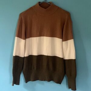 Poof Apparel Colorblock Mock Neck Sweater L